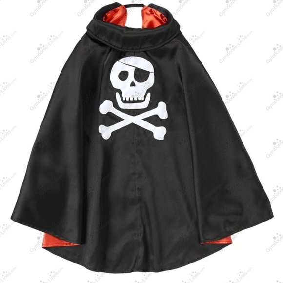 Gymboree Pirate Skull Vampire Cloak Cape Youth M/L (7-12) BONUS Toy Hook & Sword - Picture 11 of 16